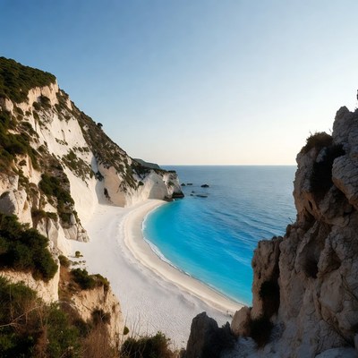 Coastal view with blue water and cliffs