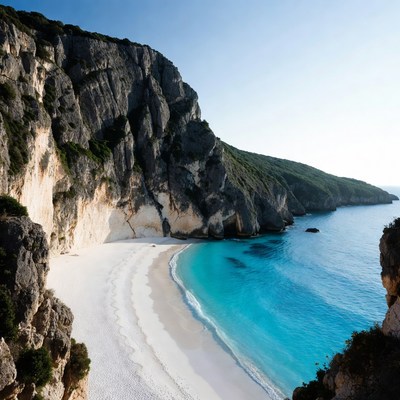 Secluded beach with clear water