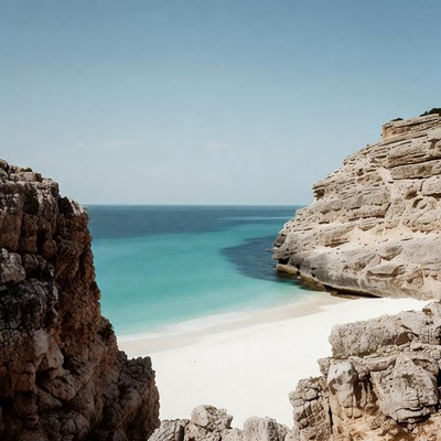 Beautiful beach with rocky cliffs and clear water