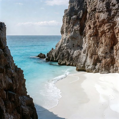 Beautiful beach between rock formations