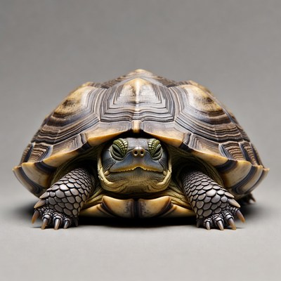 Tortoise on plain background