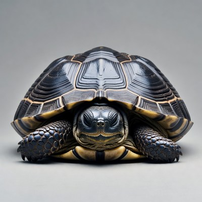 Turtle resting on a flat surface