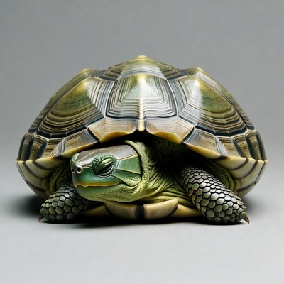 Turtle resting on a flat surface