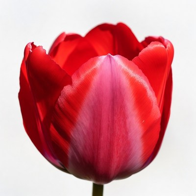 Red tulip with pink stripes in bloom