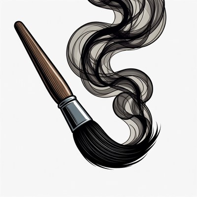 Brush creating swirling smoke art