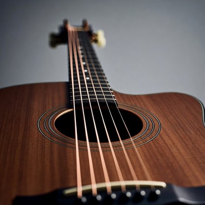 Acoustic guitar with wooden finish