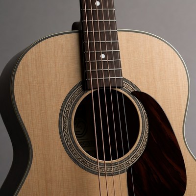 Acoustic guitar close-up shot