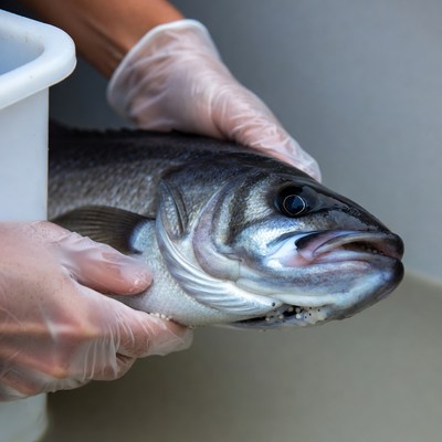 Fish cleaning process in a seafood market