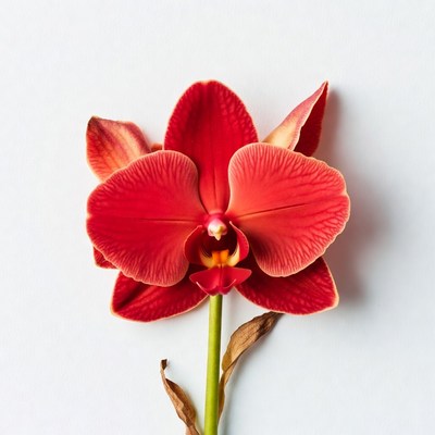 Red orchid with white background