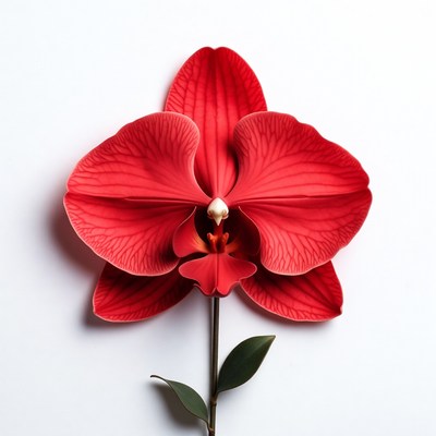 Red orchid on white background