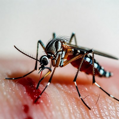 Mosquito feeding on skin
