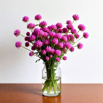 Flowers in a glass vase on table