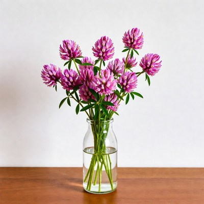 Fresh clover flowers in vase
