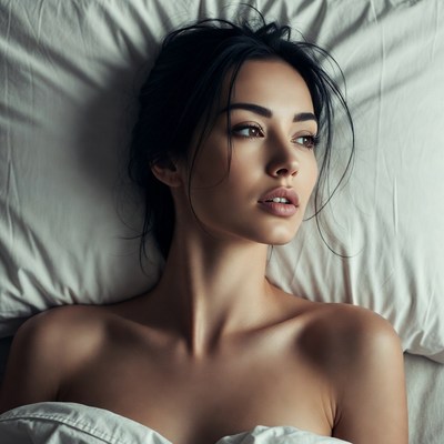 Portrait of a woman in bed