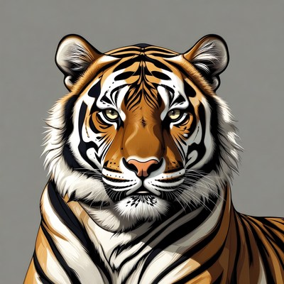 Tiger with striking facial features