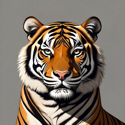Tiger portrait with bold stripes