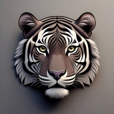 Tiger head in paper art style