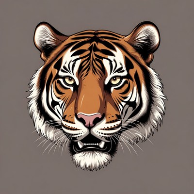 Tiger head illustration on gray background