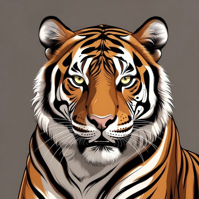 Tiger portrait with fierce gaze