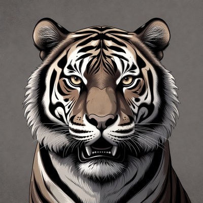 Tiger face in detailed art style