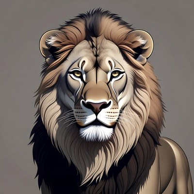 Lion head close-up design with detailed features