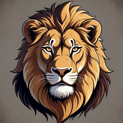 Lion head illustration in bold style