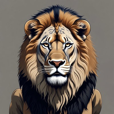 Lion with detailed fur design