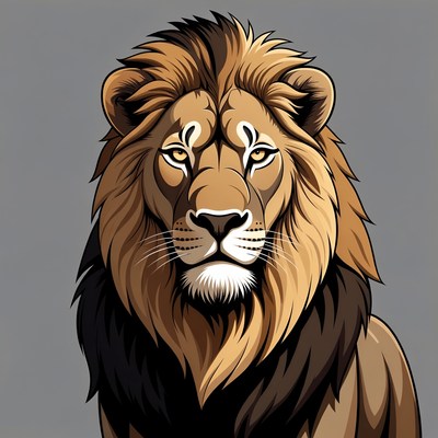 Lion with detailed fur design