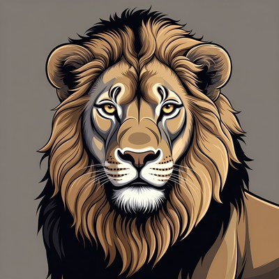Lion with detailed fur design