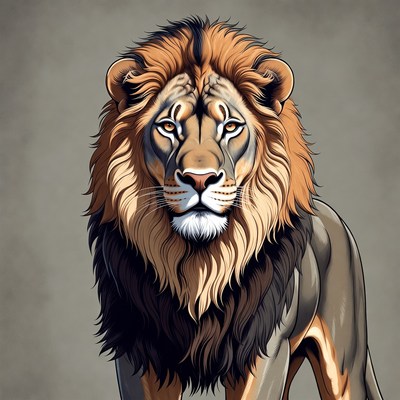Lion with detailed fur and expression