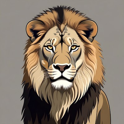 Lion face close up drawing in color