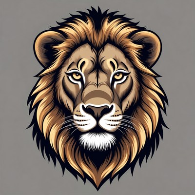 Lion head illustration with detailed features
