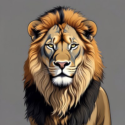 Lion portrait showing fierce expression