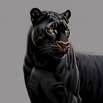 Black panther portrait in detail
