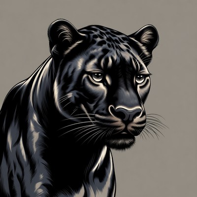 Black panther close-up in graphic style