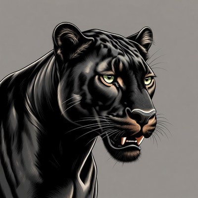 Wild black panther in detail