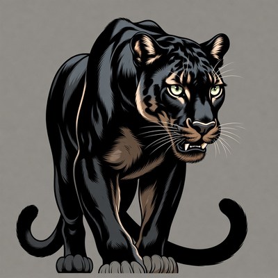 Black panther walking in the forest