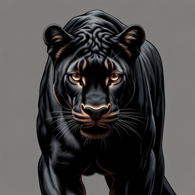 Black panther walking forward in a neutral space