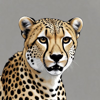 Cheetah close-up with grey background