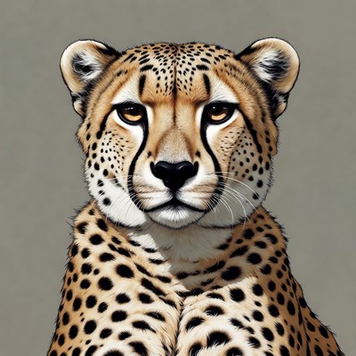 Cheetah portrait on plain background