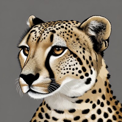 Cheetah portrait on gray background