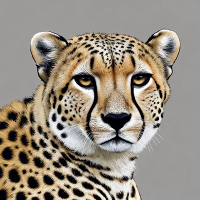 Cheetah portraits on gray background