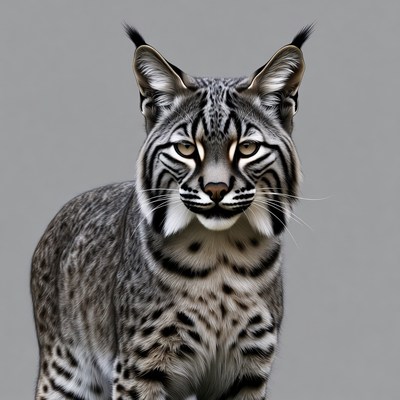Bobcat with distinct markings facing camera