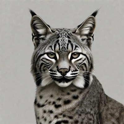 Bobcat with distinct markings sitting still