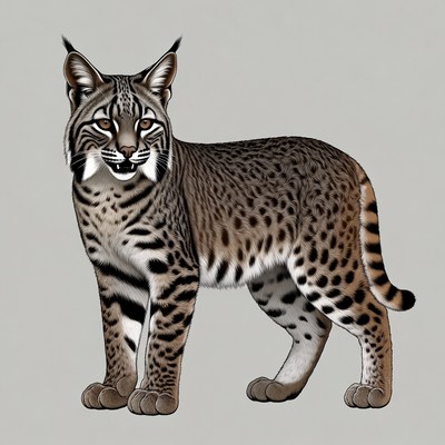 Bobcat standing with a watchful gaze
