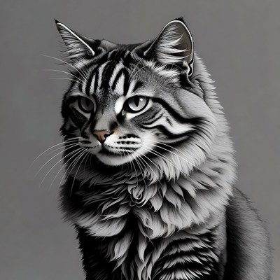 Cat portrait in black and white