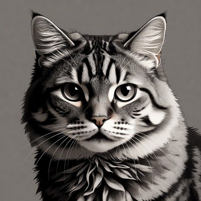 Cat portrait in black and white