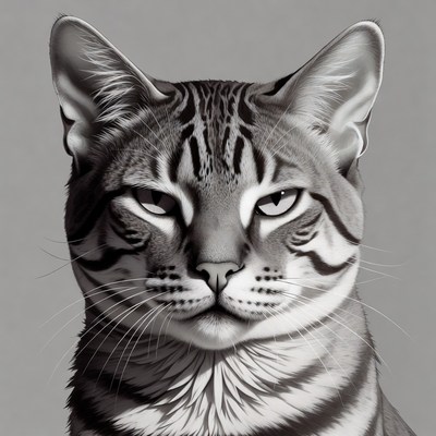 Bengal cat portrait in black and white