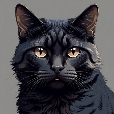 Black cat with striking features