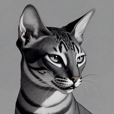 Cat portrait in black and white